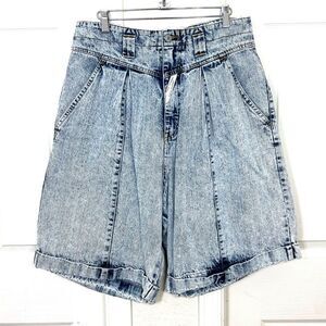 Vintage 80’s Jordache Acid Washed High Rise Cuffed Baggy Jean Shorts Size 10